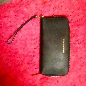 Michael Kors black leather wristlet